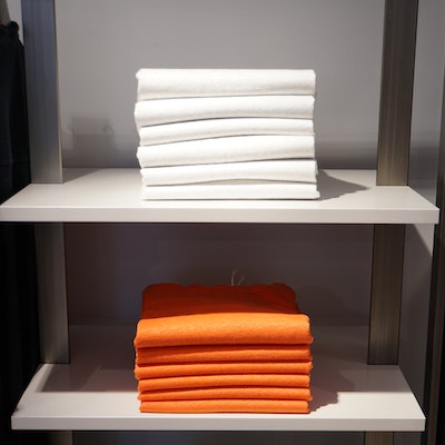 Towels on display in a store
